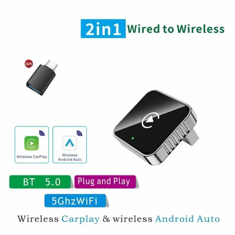 2in1 Wireless CarPlay Adapter Android Auto AI Smart Box Car Intelligent Systems For VW Toyota Nissan Honda Ford Benz - SKU: 3256808473857005