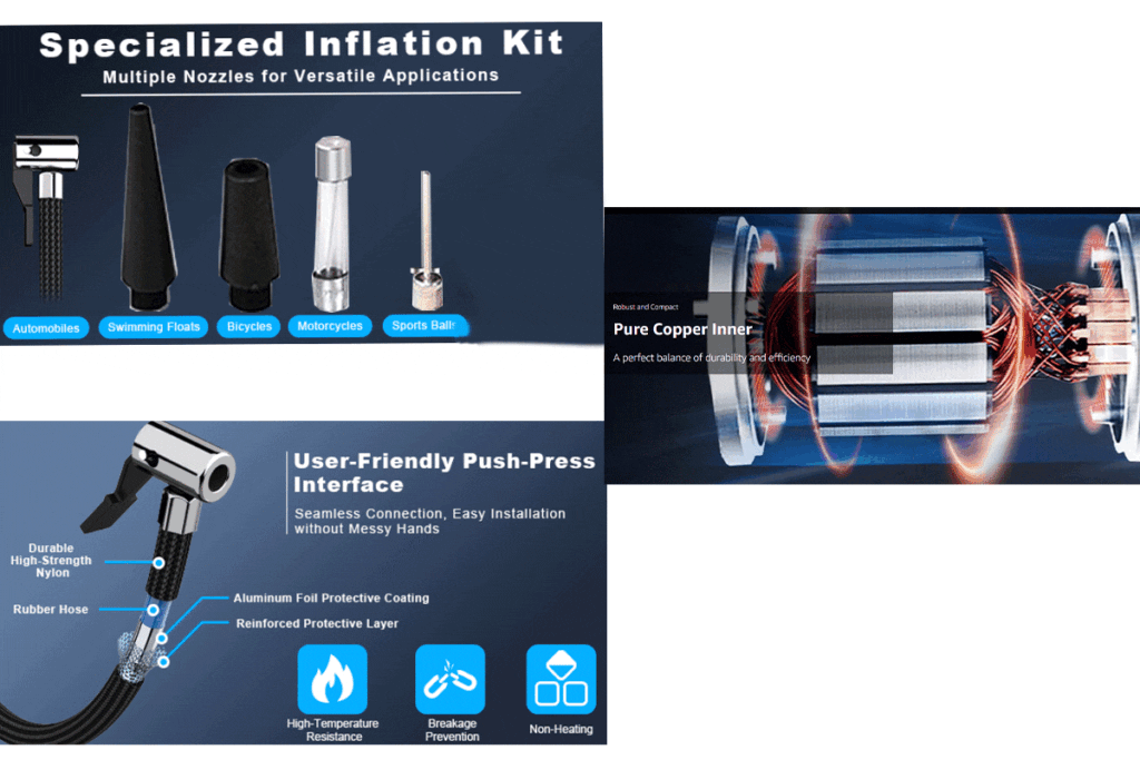 Jump Starter with Tire Inflator 150PSI Car Air Pump 12V Cigarette Lighter Air Compressor for Car Motorcycle Bicycle Balls 3 Jump Starter with Tire Inflator 150PSI Car Air Pump 12V Cigarette Lighter Air Compressor for Car Motorcycle Bicycle Balls