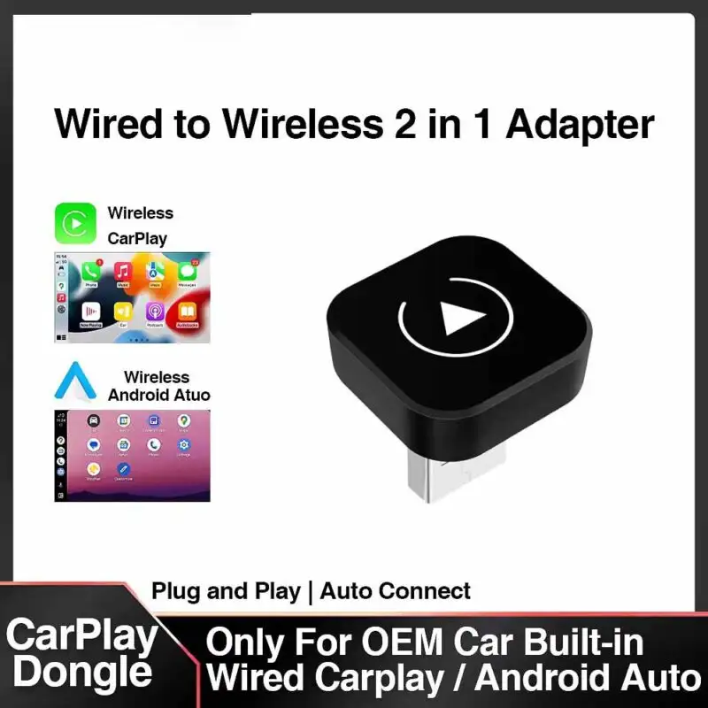2-in-1 Wireless CarPlay & Android Auto Adapter – AI Smart Box for Wired CarPlay to Wireless CarPlay/Auto Conversion