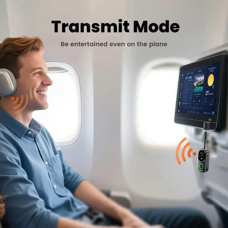 Bluetooth 5.4 Audio Reciever Transmitter RT/TX 2 In 1 Adapter for TV Earphones Cars Flights 3.5mm AUX Bluetooth Dongle