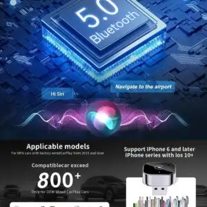 Wireless CarPlay & Android Auto Dongle, Fast Auto-Connect, Compact Plug & Play for iPhone/Android, USB/USB-C, No Delay