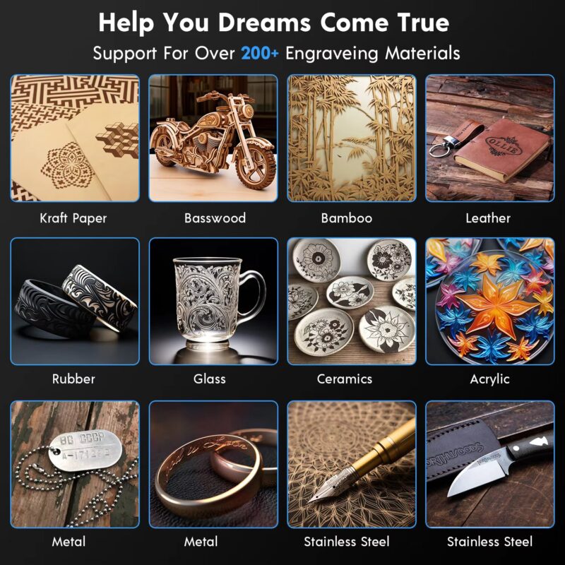 20W Laser Cutting Engraving Machine + Air Pump Assist KIT + 500mm Honeycomb Working Table DIY Desktop CNC Engraver Cutter