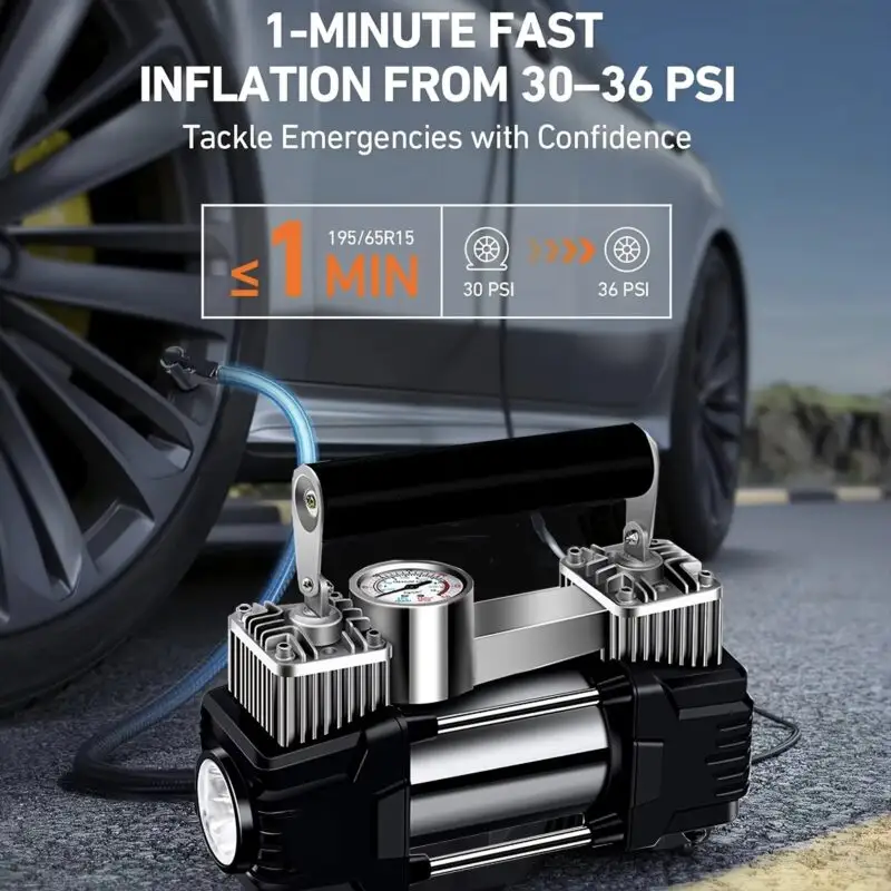 Jump Starter with Tire Inflator 150PSI Car Air Pump 12V Cigarette Lighter Air Compressor for Car Motorcycle Bicycle Balls