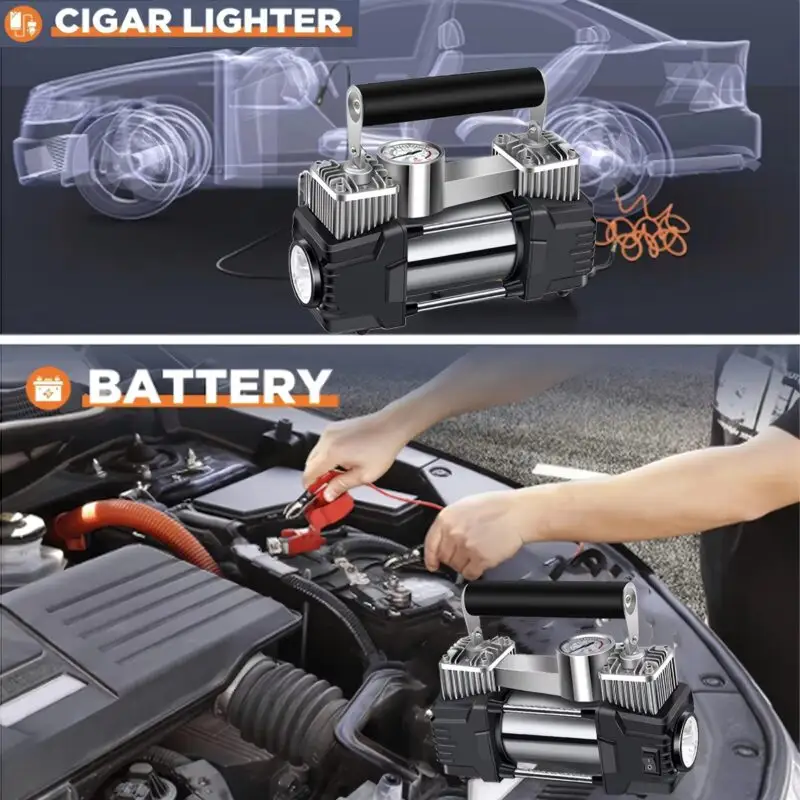 Jump Starter with Tire Inflator 150PSI Car Air Pump 12V Cigarette Lighter Air Compressor for Car Motorcycle Bicycle Balls