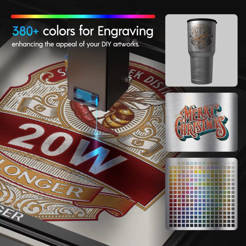 20W Laser Cutting Engraving Machine + Air Pump Assist KIT + 500mm Honeycomb Working Table DIY Desktop CNC Engraver Cutter