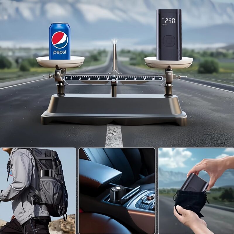 Inflatable Pump Portable 2 power supply modes and 4 preset air pressures Digital Display Car Motorcycle Tire With USB output