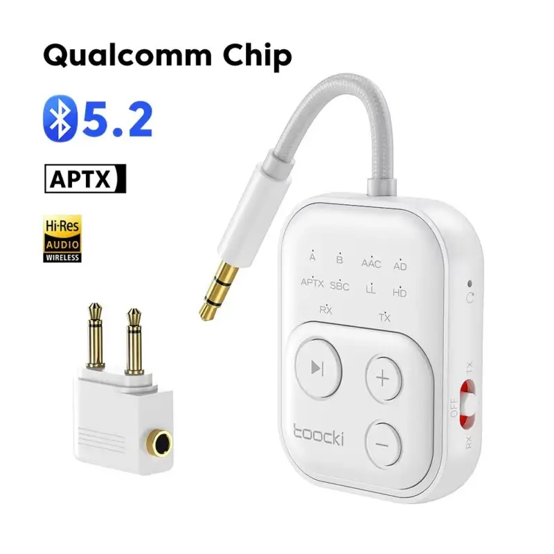 Bluetooth 5.4 Audio Reciever Transmitter RT/TX 2 In 1 Adapter for TV Earphones Cars Flights 3.5mm AUX Bluetooth Dongle